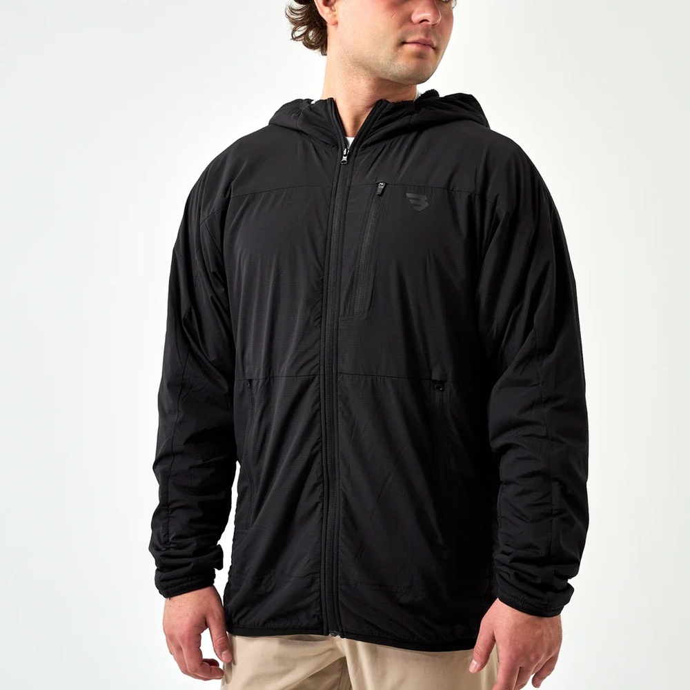 Burlebo Powder Ridge Full Zip Hooded Jacket Black Sz 2XL Stretch Ripstop Nylon